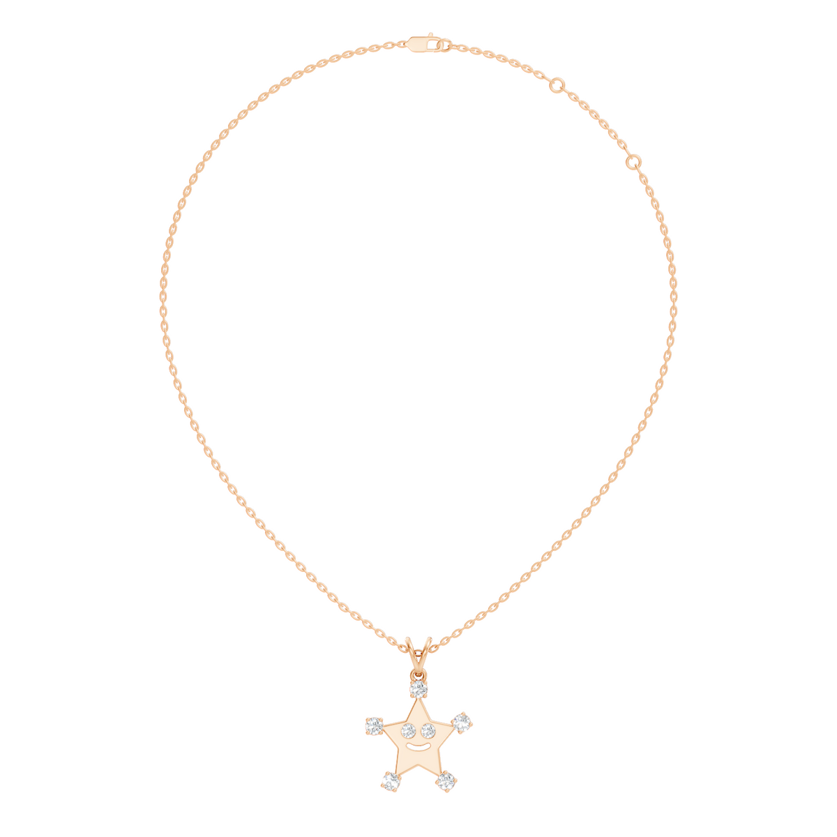 Unique Round Cut Diamond Smiley Star Pendant  Eco-Friendly Gift In 14K White Gold - HIGHCARAT DIAMONDS
