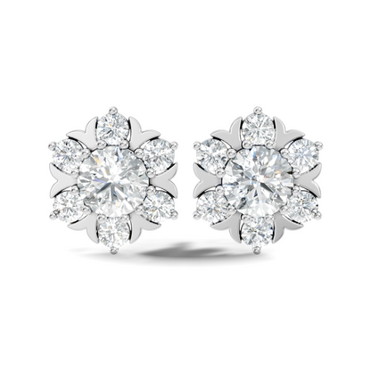 Round Shape Lab Grown Diamond 3.08 Ct 14k Solid White Gold Elegance Unique Style Diamond Earrings For Anniversary Gift - HIGHCARAT DIAMONDS