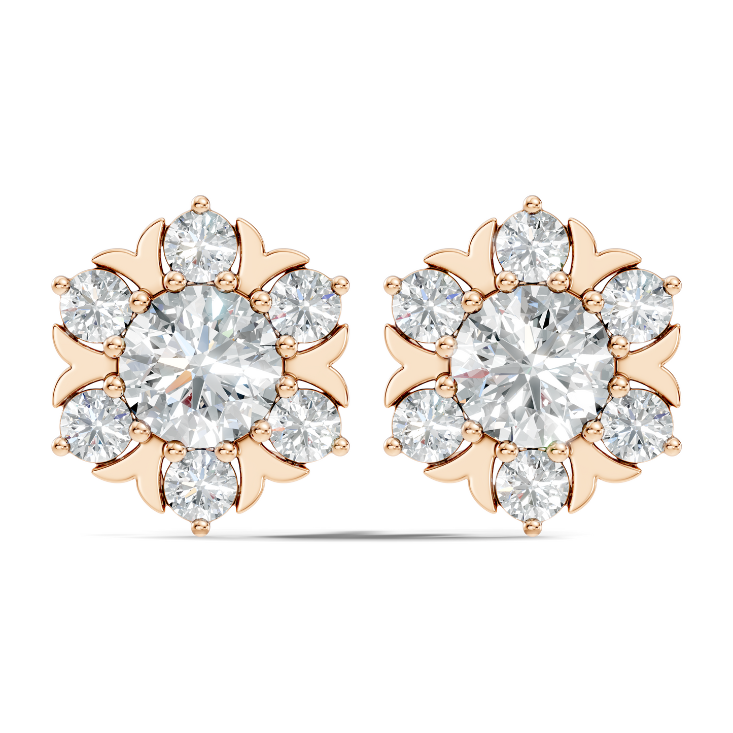 Round Shape Lab Grown Diamond 3.08 Ct 14k Solid White Gold Elegance Unique Style Diamond Earrings For Anniversary Gift - HIGHCARAT DIAMONDS