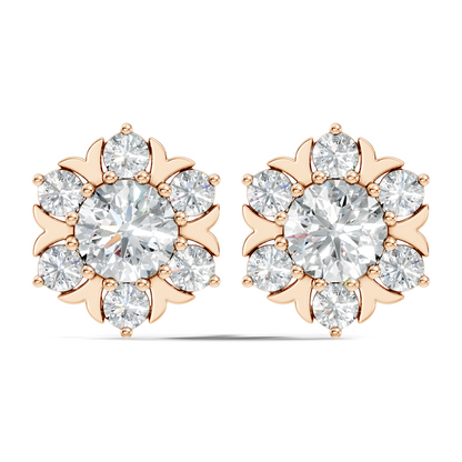 Round Shape Lab Grown Diamond 3.08 Ct 14k Solid White Gold Elegance Unique Style Diamond Earrings For Anniversary Gift - HIGHCARAT DIAMONDS