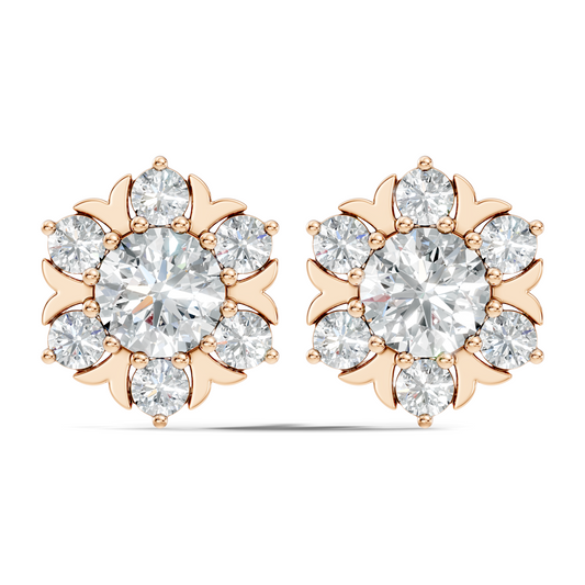 Round Shape Lab Grown Diamond 3.08 Ct 14k Solid White Gold Elegance Unique Style Diamond Earrings For Anniversary Gift - HIGHCARAT DIAMONDS