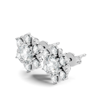 Round Shape Lab Grown Diamond 3.08 Ct 14k Solid White Gold Elegance Unique Style Diamond Earrings For Anniversary Gift - HIGHCARAT DIAMONDS