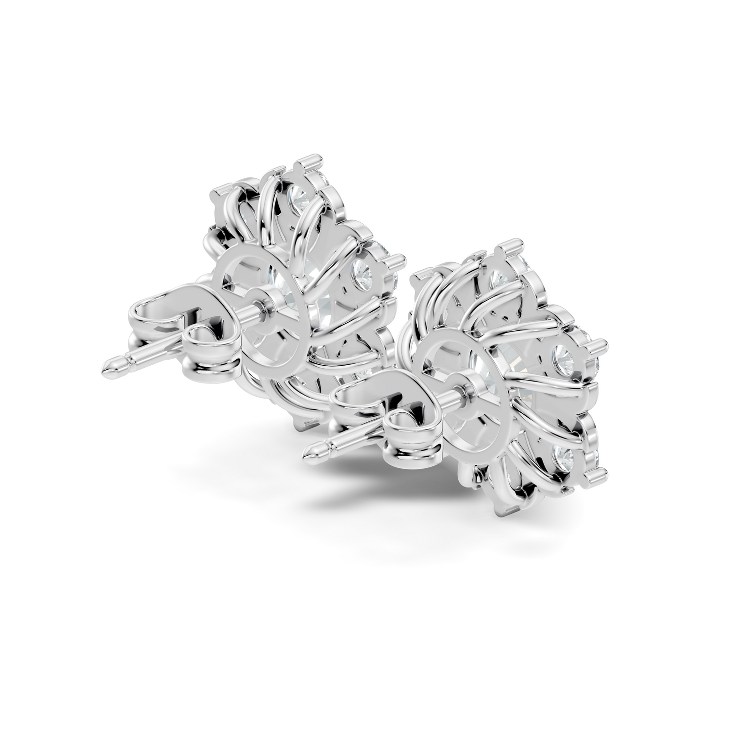 Round Shape Lab Grown Diamond 3.08 Ct 14k Solid White Gold Elegance Unique Style Diamond Earrings For Anniversary Gift - HIGHCARAT DIAMONDS