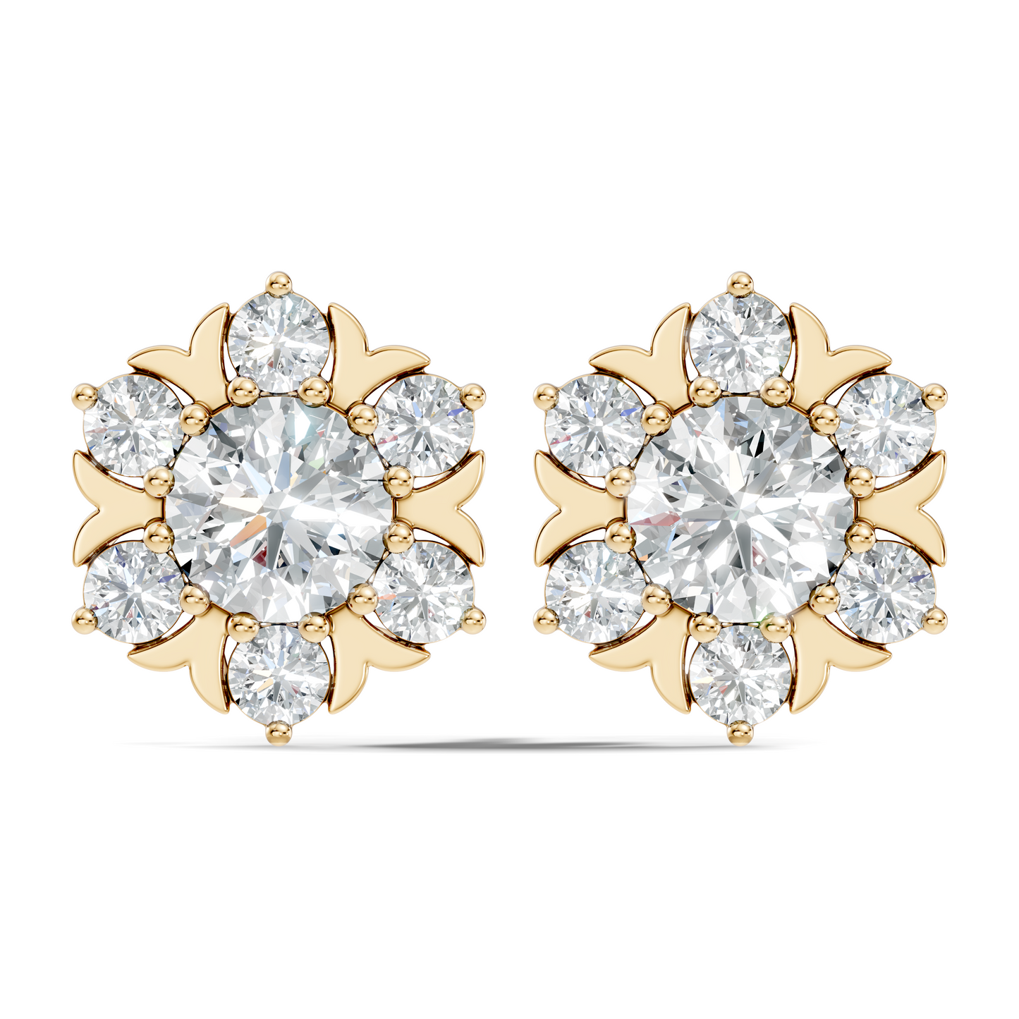 Round Shape Lab Grown Diamond 3.08 Ct 14k Solid White Gold Elegance Unique Style Diamond Earrings For Anniversary Gift - HIGHCARAT DIAMONDS