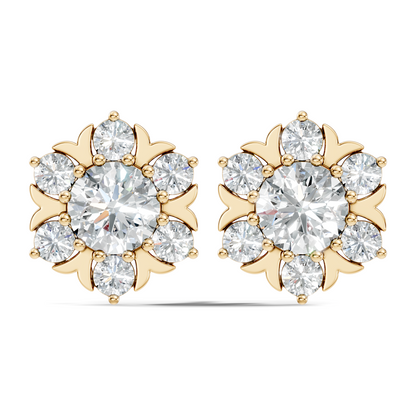 Round Shape Lab Grown Diamond 3.08 Ct 14k Solid White Gold Elegance Unique Style Diamond Earrings For Anniversary Gift - HIGHCARAT DIAMONDS