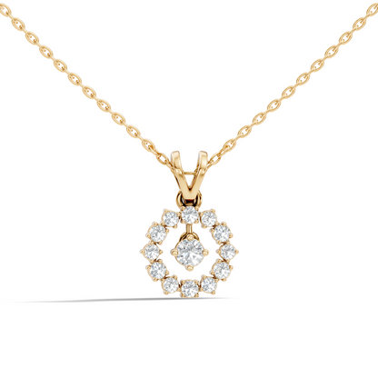 Stunning 0.38 Ct Round Diamond Charm Pendant 18K White Gold Jewelry For Women