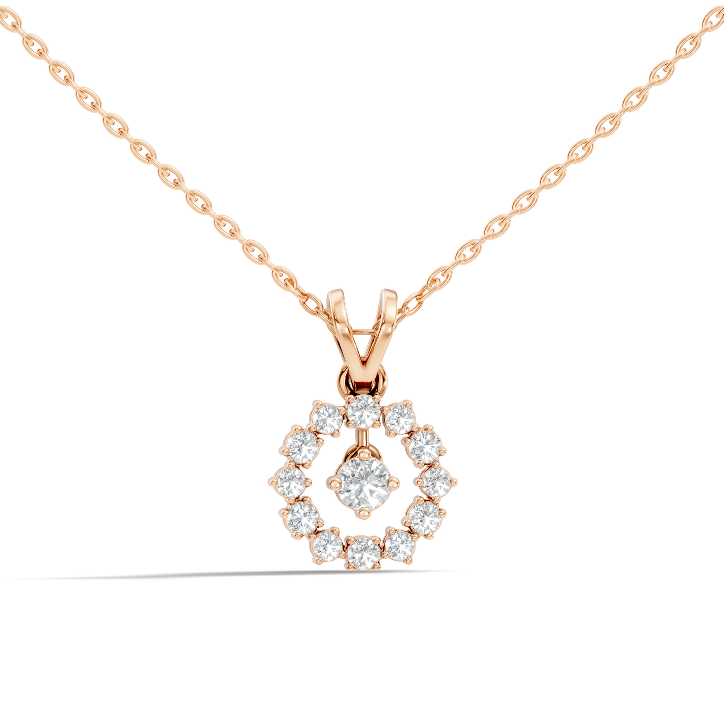 Stunning 0.38 Ct Round Diamond Charm Pendant 18K White Gold Jewelry For Women