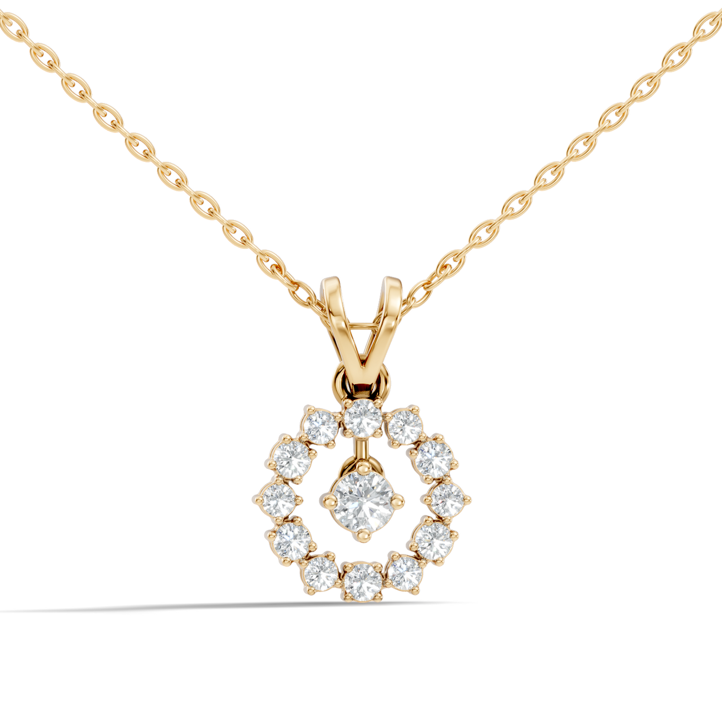 Stunning 0.38 Ct Round Diamond Charm Pendant 18K White Gold Jewelry For Women