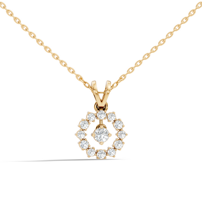 Stunning 0.38 Ct Round Diamond Charm Pendant 18K White Gold Jewelry For Women