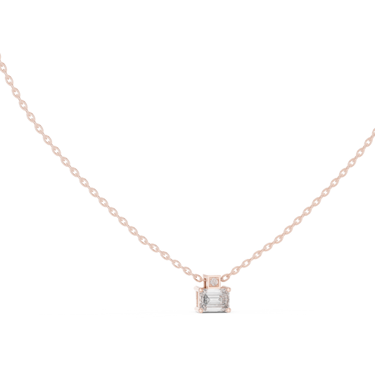 Stunning 10k Solid Rose Gold Round & Emerald Shape Lab Grown Ethically wear Diamond Pendant For Her