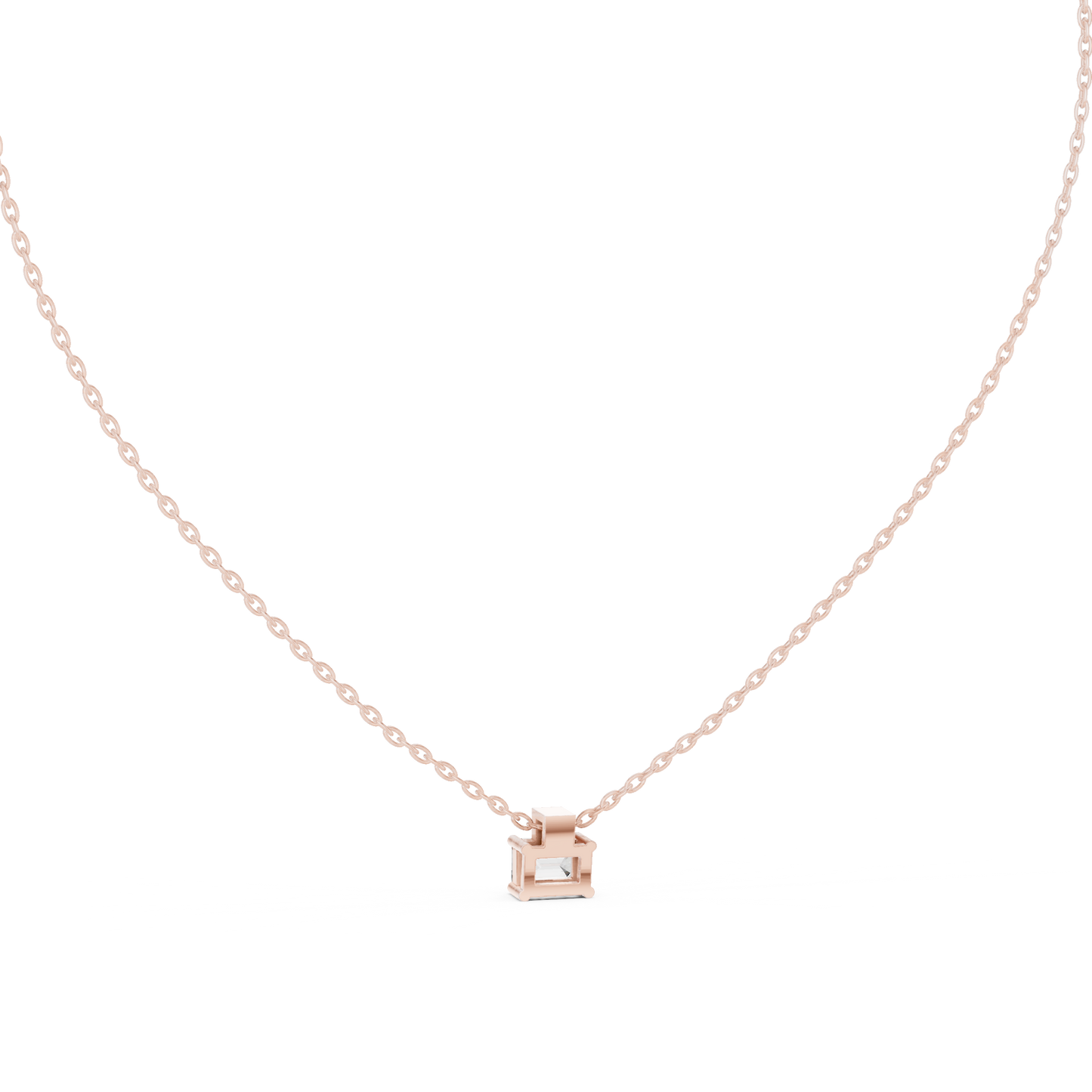 Stunning 10k Solid Rose Gold Round & Emerald Shape Lab Grown Ethically wear Diamond Pendant For Her