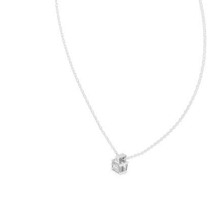 Stunning 10k Solid Rose Gold Round & Emerald Shape Lab Grown Ethically wear Diamond Pendant For Her