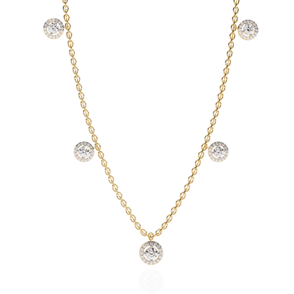 Stunning 4.72 Ct Round Cut Lab Grown Diamond Halo Style Elegant Party Wear Necklace - HIGHCARAT DIAMONDS