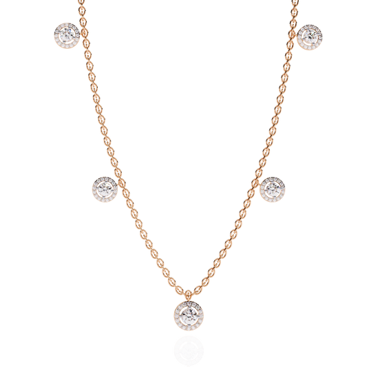 Stunning 4.72 Ct Round Cut Lab Grown Diamond Halo Style Elegant Party Wear Necklace - HIGHCARAT DIAMONDS