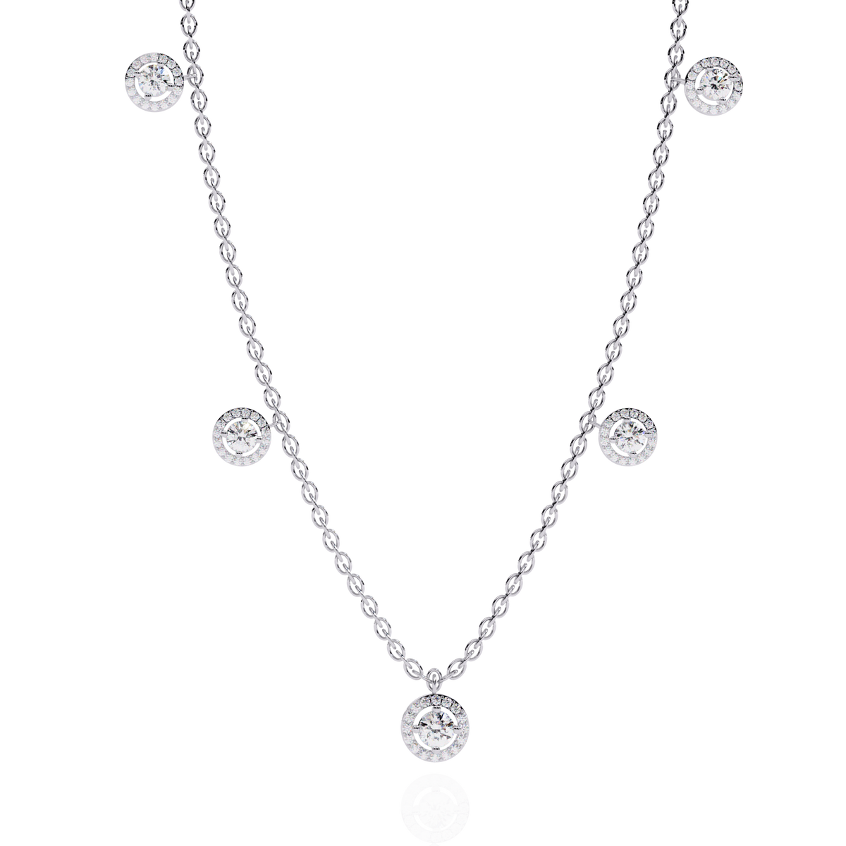 Stunning 4.72 Ct Round Cut Lab Grown Diamond Halo Style Elegant Party Wear Necklace - HIGHCARAT DIAMONDS