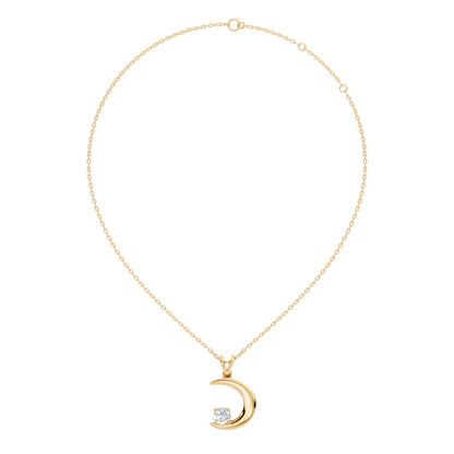 Stunning Handmade Labgrown Diamond Pendant Half Moon Inspired Jewelry In 14K Solid Gold