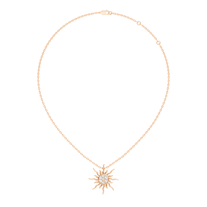 Round diamond sunburst necklace for women
