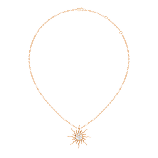 Round diamond sunburst necklace for women