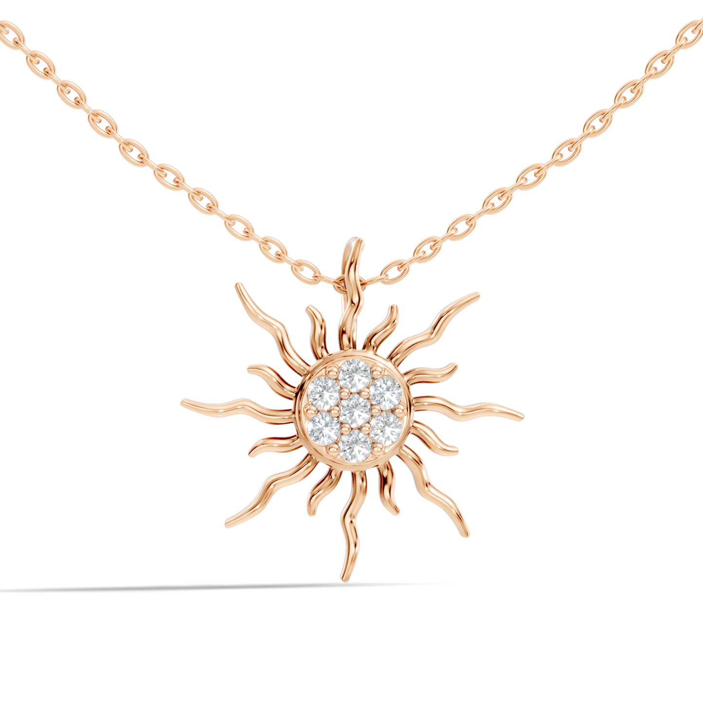 Celestial sun pendant with lab grown diamond accents