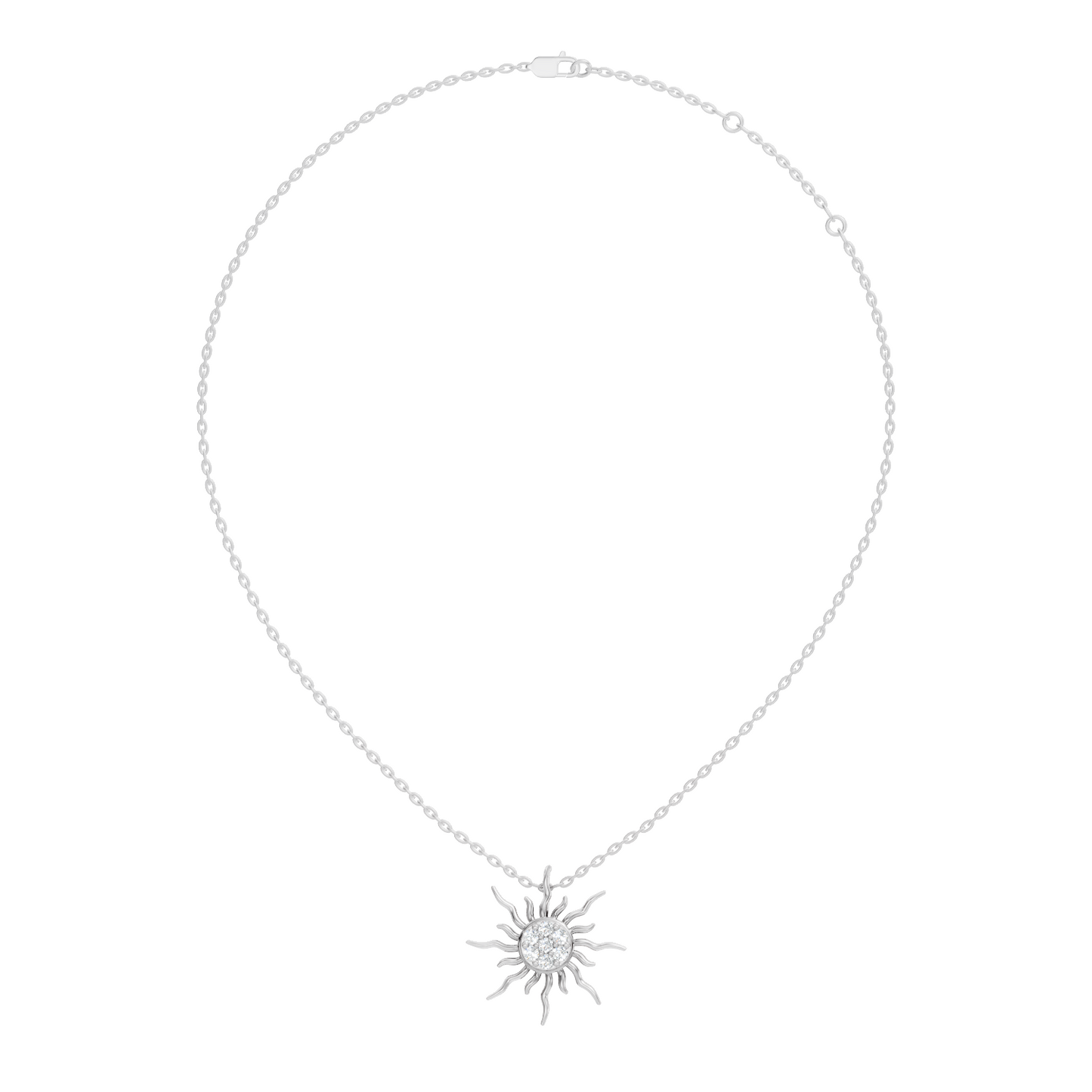 Diamond sun pendant necklace in yellow gold style