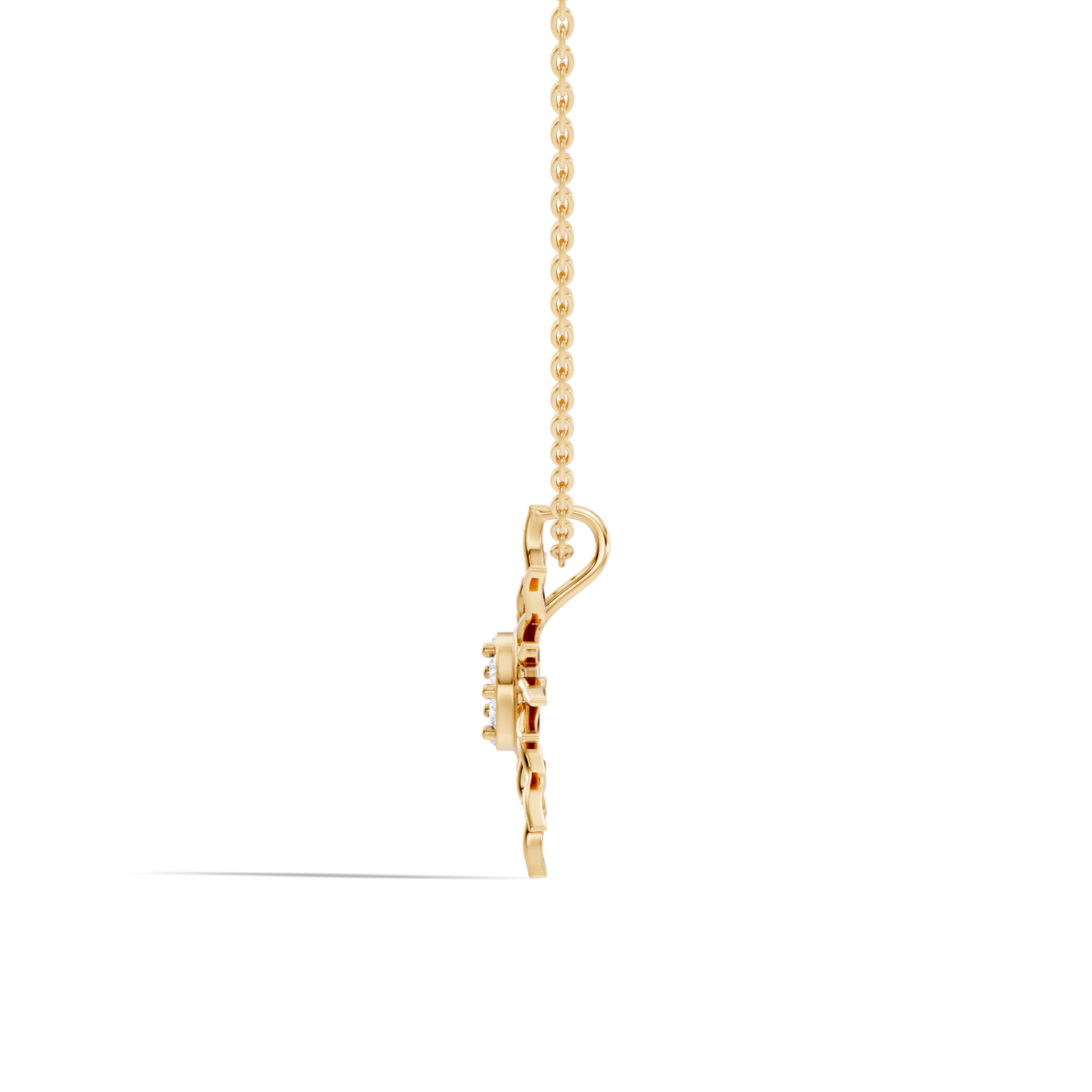 Everyday gold sun pendant with sparkling round diamonds