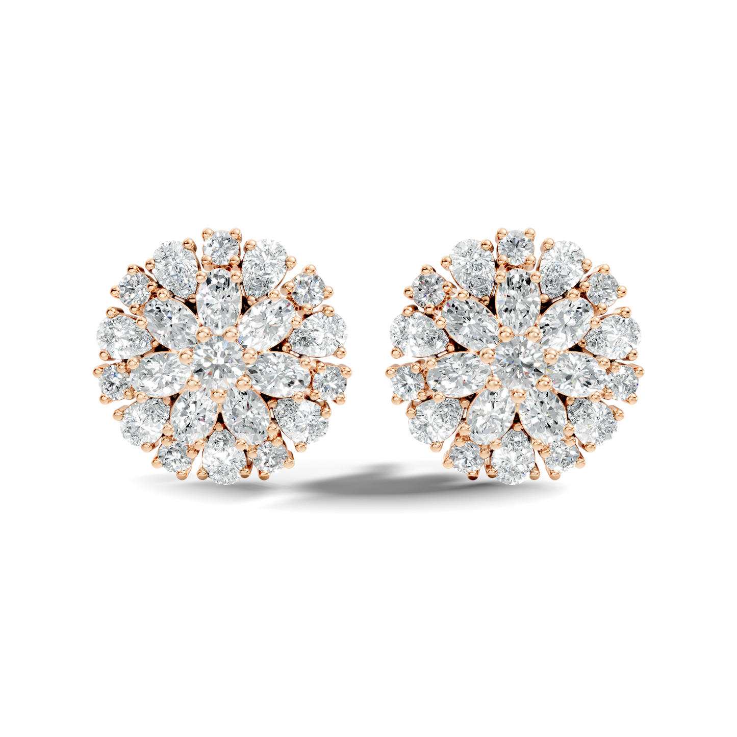 2.91 Ct Pear, Oval, Round Shape Diamond With 14k Solid Rose Gold Elegance Vintage Affordable Diamond Earrings - HIGHCARAT DIAMONDS