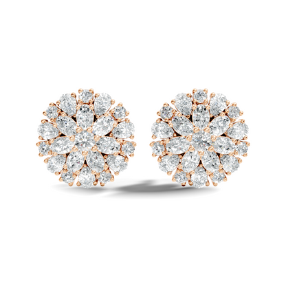 2.91 Ct Pear, Oval, Round Shape Diamond With 14k Solid Rose Gold Elegance Vintage Affordable Diamond Earrings - HIGHCARAT DIAMONDS