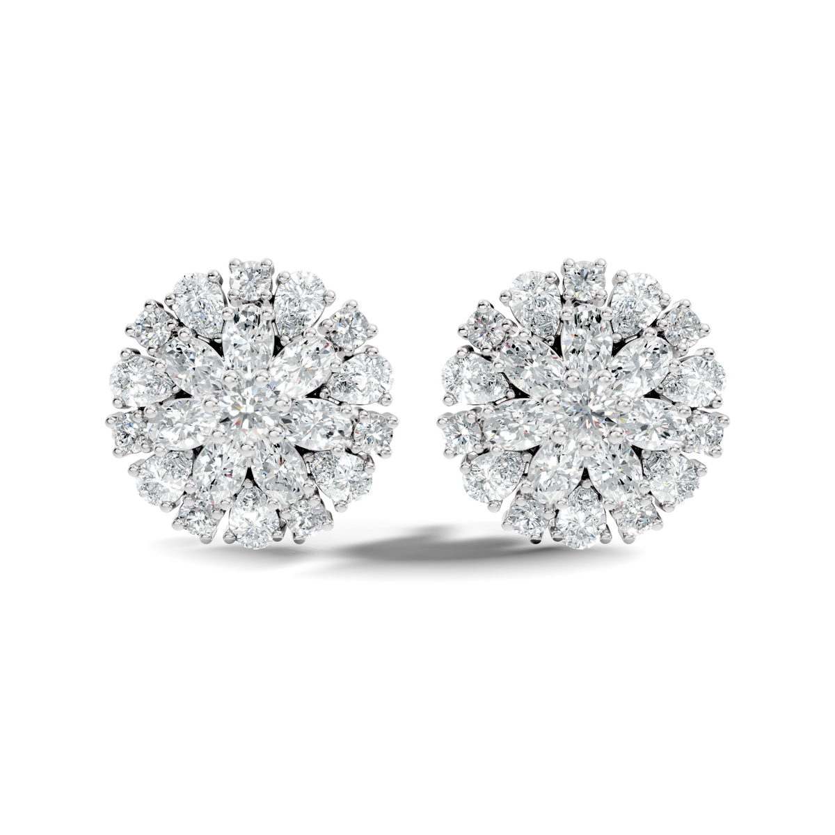 2.91 Ct Pear, Oval, Round Shape Diamond With 14k Solid Rose Gold Elegance Vintage Affordable Diamond Earrings - HIGHCARAT DIAMONDS