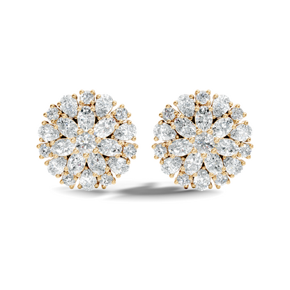 2.91 Ct Pear, Oval, Round Shape Diamond With 14k Solid Rose Gold Elegance Vintage Affordable Diamond Earrings - HIGHCARAT DIAMONDS