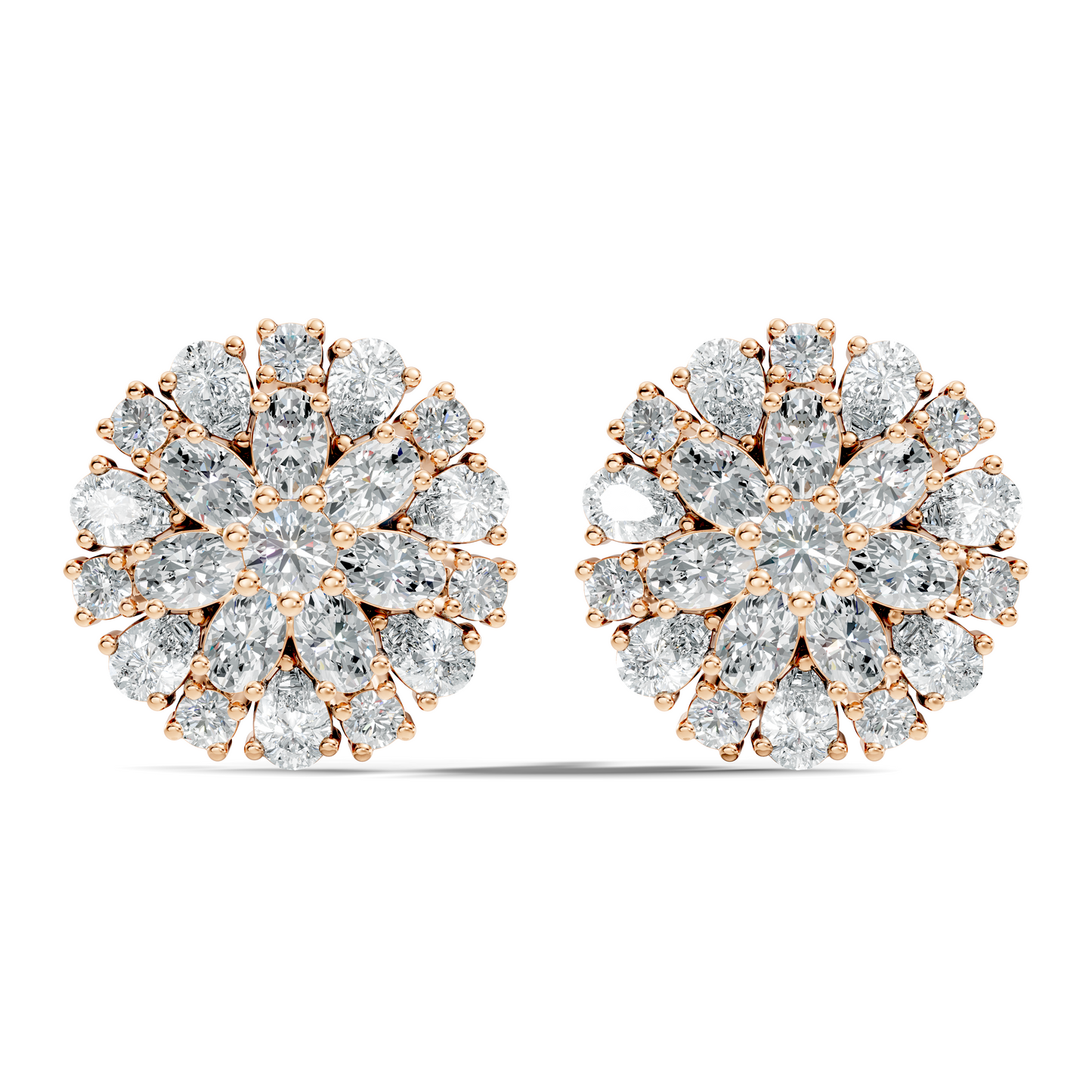 2.91 Ct Pear, Oval, Round Shape Diamond With 14k Solid Rose Gold Elegance Vintage Affordable Diamond Earrings - HIGHCARAT DIAMONDS
