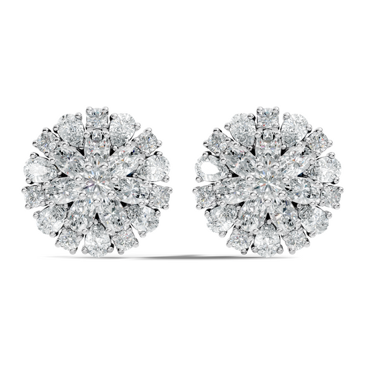 2.91 Ct Pear, Oval, Round Shape Diamond With 14k Solid Rose Gold Elegance Vintage Affordable Diamond Earrings - HIGHCARAT DIAMONDS