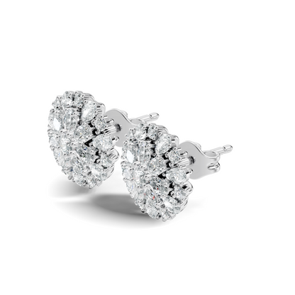 2.91 Ct Pear, Oval, Round Shape Diamond With 14k Solid Rose Gold Elegance Vintage Affordable Diamond Earrings - HIGHCARAT DIAMONDS