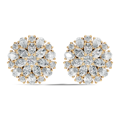 2.91 Ct Pear, Oval, Round Shape Diamond With 14k Solid Rose Gold Elegance Vintage Affordable Diamond Earrings - HIGHCARAT DIAMONDS