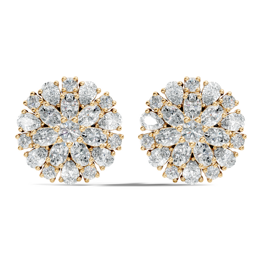 2.91 Ct Pear, Oval, Round Shape Diamond With 14k Solid Rose Gold Elegance Vintage Affordable Diamond Earrings - HIGHCARAT DIAMONDS