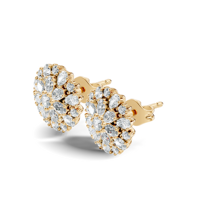 2.91 Ct Pear, Oval, Round Shape Diamond With 14k Solid Rose Gold Elegance Vintage Affordable Diamond Earrings - HIGHCARAT DIAMONDS