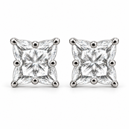 Lily Cut Lab Grown Diamond White Gold Stud Earring