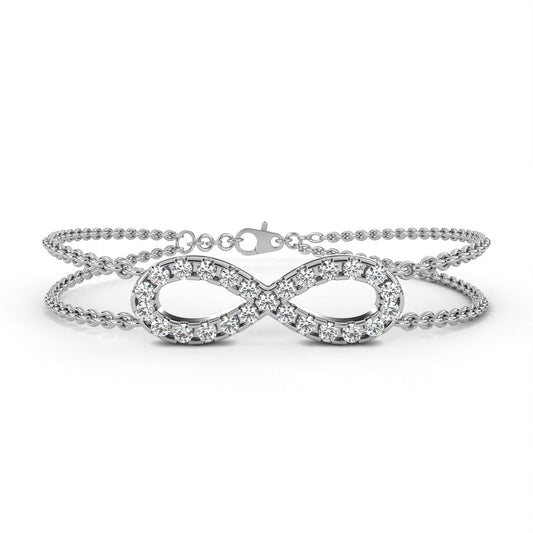 Round Cut Diamond Infinity Shape Art Deco Stunning Classic Perfect Daily Wear Cuff Bracelet For Women's
