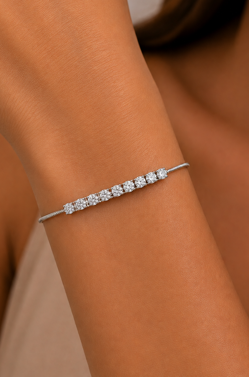 14K Gold Round Lab Grown Diamond Channel Set Bracelet