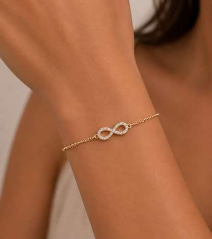 Round Cut Diamond Infinity Charm Bracelet