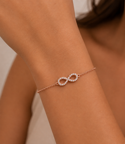 Round Cut Diamond Infinity Charm Bracelet