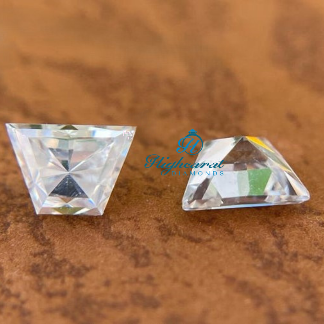 Precision Cut Tapered Baguette Lab Grown Diamond Pair with sharp lines and clear appearance
