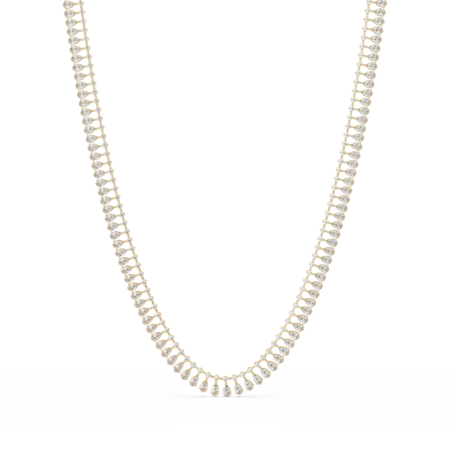 Tennis Round & Pear Cut Rose Gold Lab Grown Diamond Necklace - HIGHCARAT DIAMONDS