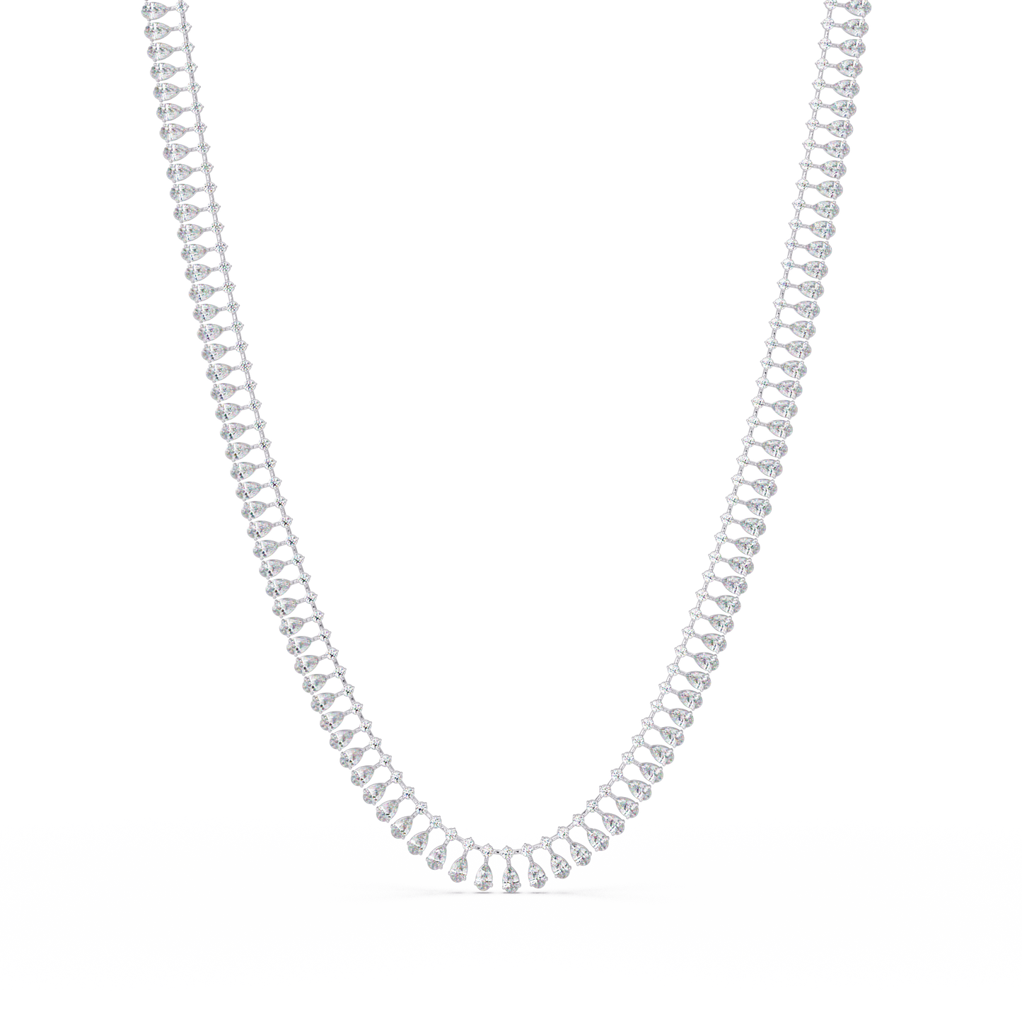 Tennis Round & Pear Cut Rose Gold Lab Grown Diamond Necklace - HIGHCARAT DIAMONDS