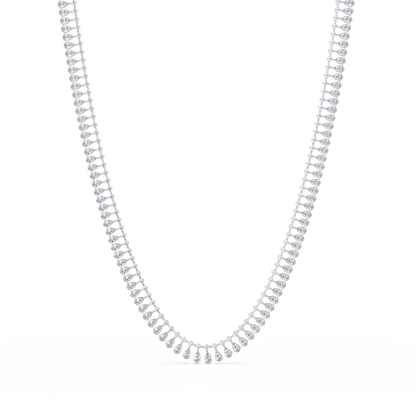 Tennis Round & Pear Cut Rose Gold Lab Grown Diamond Necklace - HIGHCARAT DIAMONDS