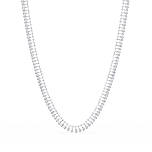 Tennis Round & Pear Cut Rose Gold Lab Grown Diamond Necklace - HIGHCARAT DIAMONDS