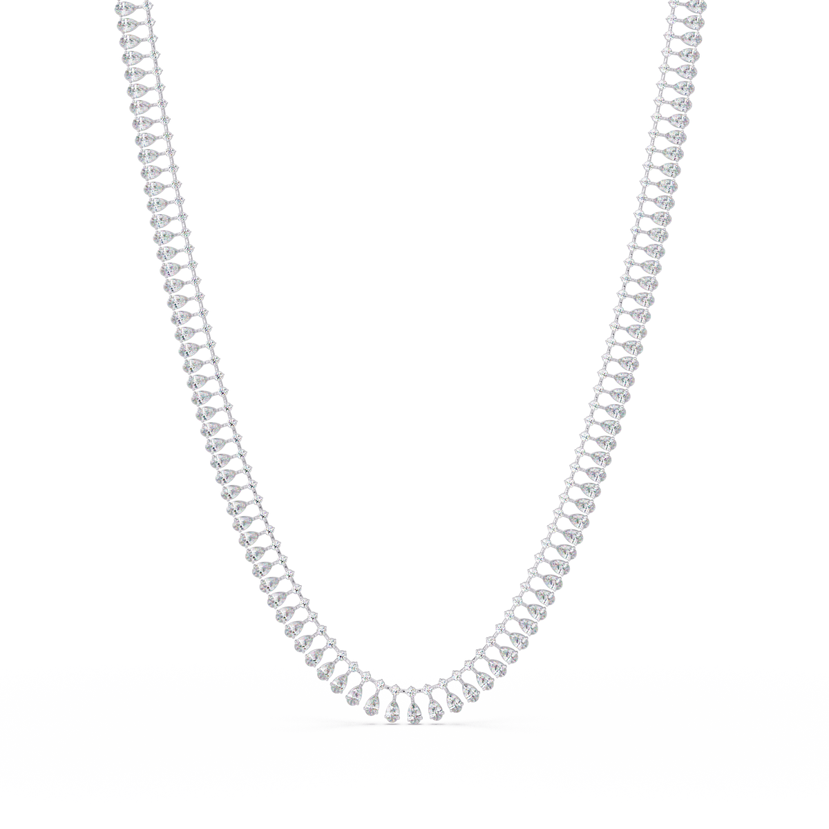 Tennis Round & Pear Cut Rose Gold Lab Grown Diamond Necklace - HIGHCARAT DIAMONDS