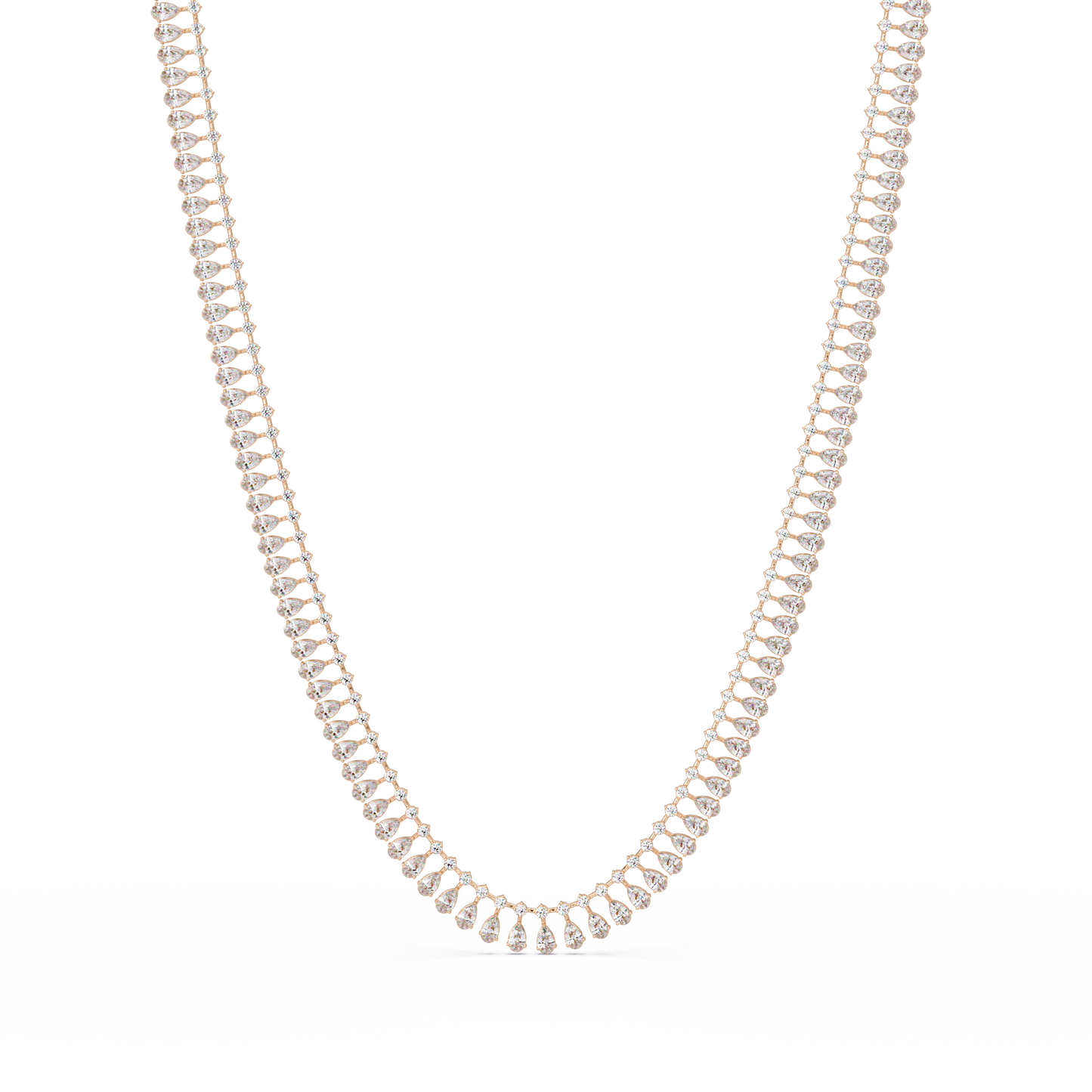 Tennis Round & Pear Cut Rose Gold Lab Grown Diamond Necklace - HIGHCARAT DIAMONDS