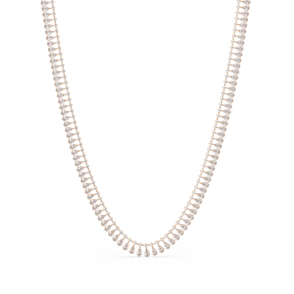 Tennis Round & Pear Cut Rose Gold Lab Grown Diamond Necklace - HIGHCARAT DIAMONDS