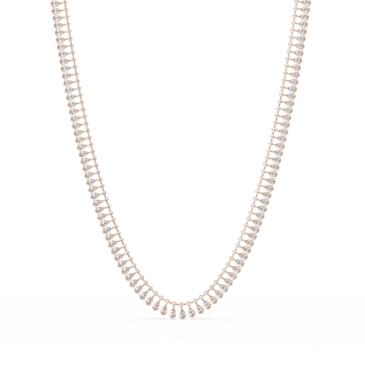 Tennis Round & Pear Cut Rose Gold Lab Grown Diamond Necklace - HIGHCARAT DIAMONDS