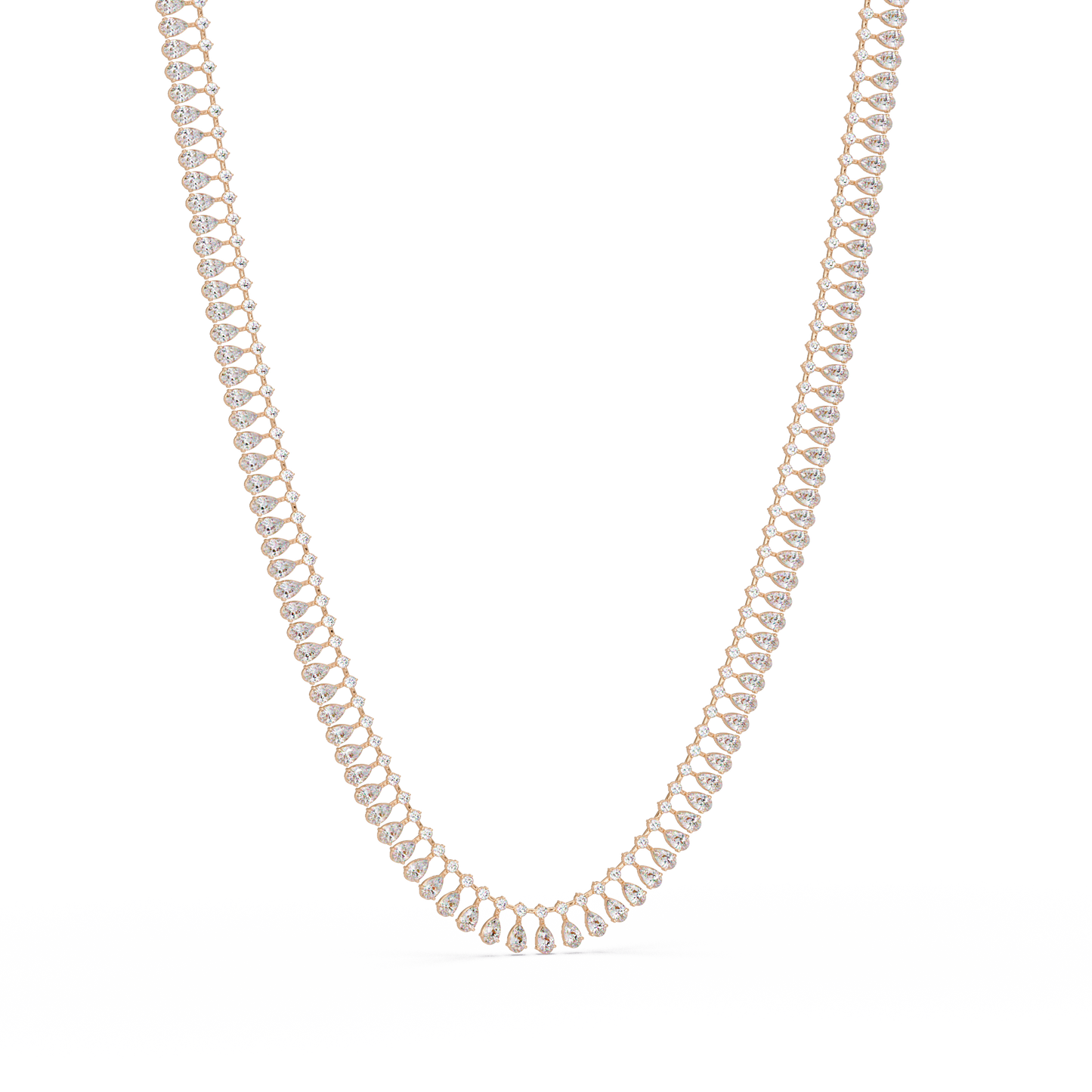 Tennis Round & Pear Cut Rose Gold Lab Grown Diamond Necklace - HIGHCARAT DIAMONDS